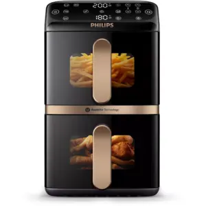 Philips Airfryer NA462/70 10L Duo Vertical – Friteuse sans huile Série 4000 Noir/Cuivre